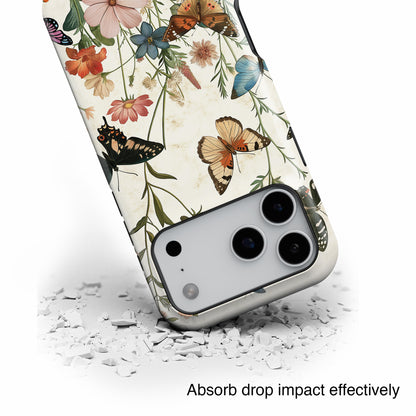 Vintage Botanical Butterflies Design iPhone Case