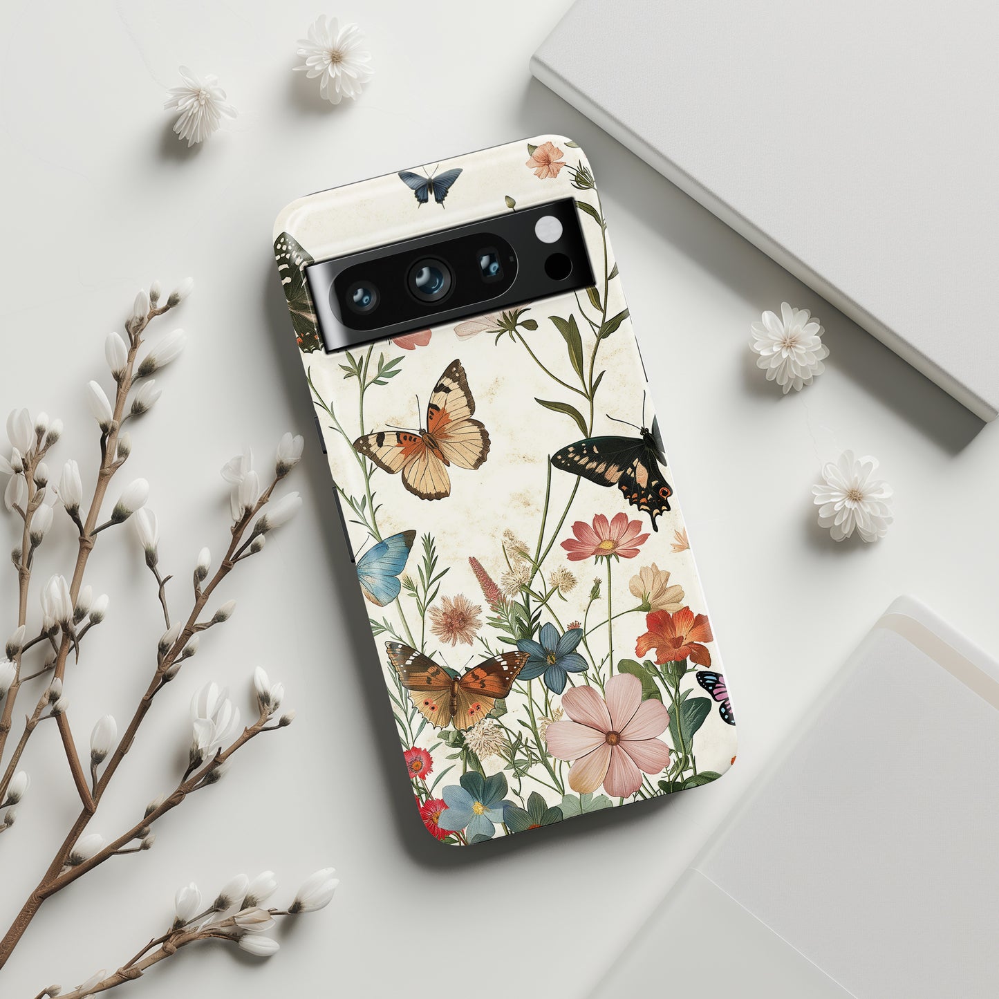 Vintage Botanical Butterflies Design Google Pixel Phone Case
