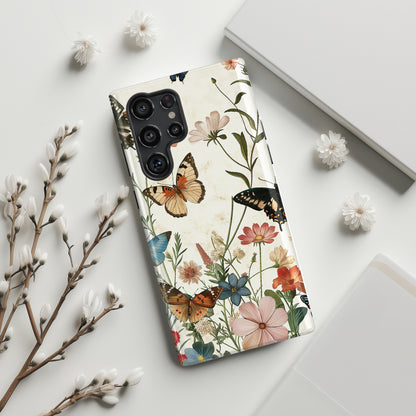 Vintage Botanical Butterflies Design Samsung Phone Case