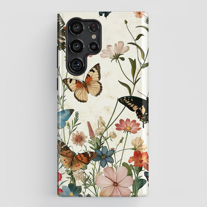 Vintage Botanical Butterflies Design Samsung Phone Case