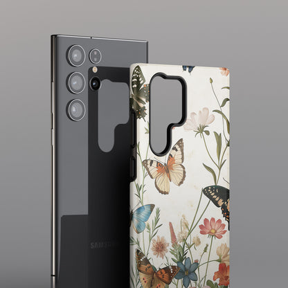 Vintage Botanical Butterflies Design Samsung Phone Case