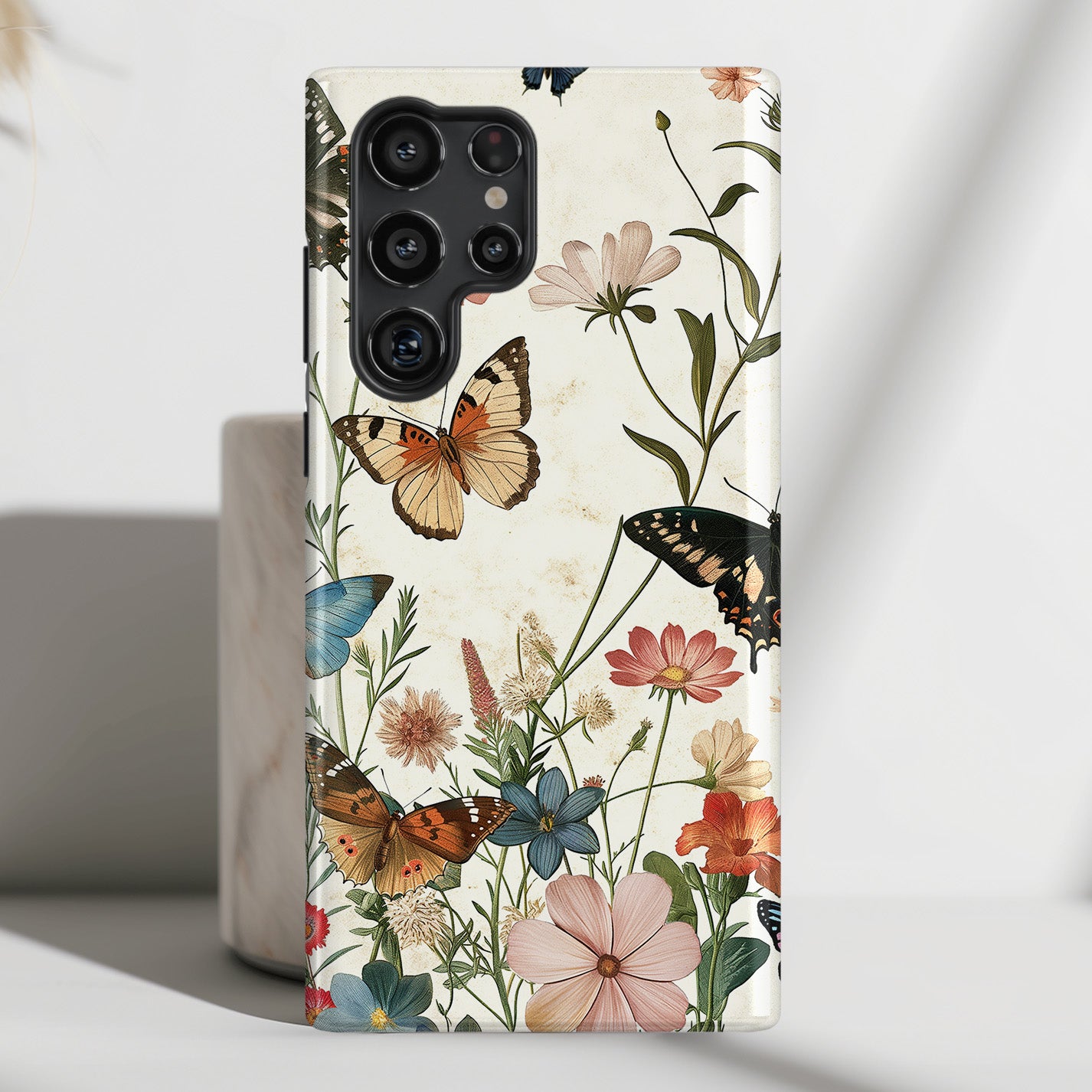 Vintage Botanical Butterflies Design Samsung Phone Case