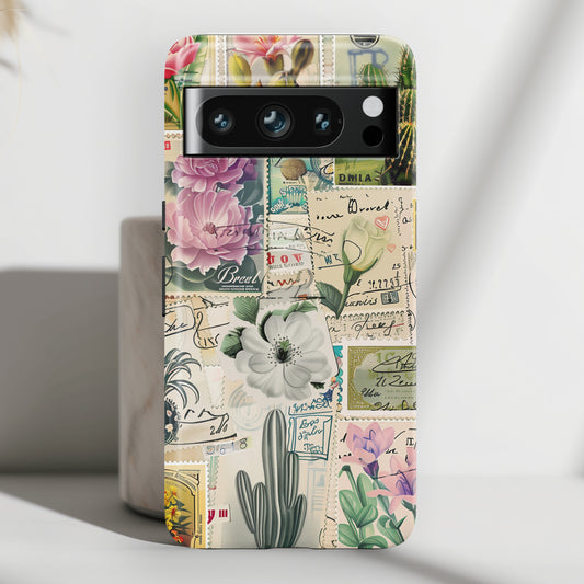 Vintage Botanical Floral Stamps Collage Design Google Pixel Phone Case