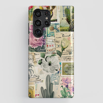 Vintage Botanical Floral Stamps Collage Design Samsung Phone Case