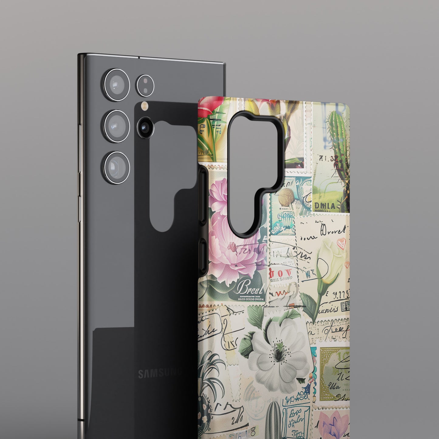 Vintage Botanical Floral Stamps Collage Design Samsung Phone Case