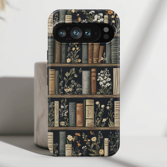 Vintage Cottagecore Floral Bookshelf Design Google Pixel Phone Case