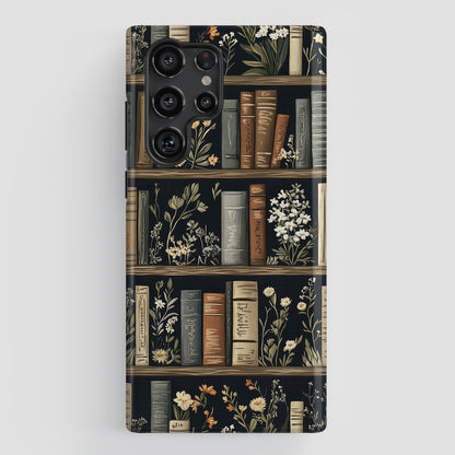Vintage Cottagecore Floral Bookshelf Design Case for Galaxy S series Phones