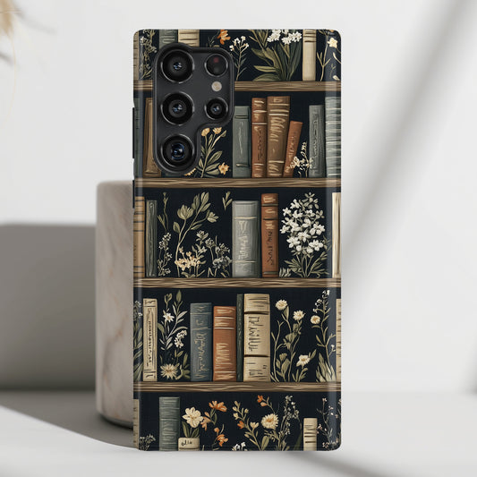 Vintage Cottagecore Floral Bookshelf Design Case for Galaxy S series Phones