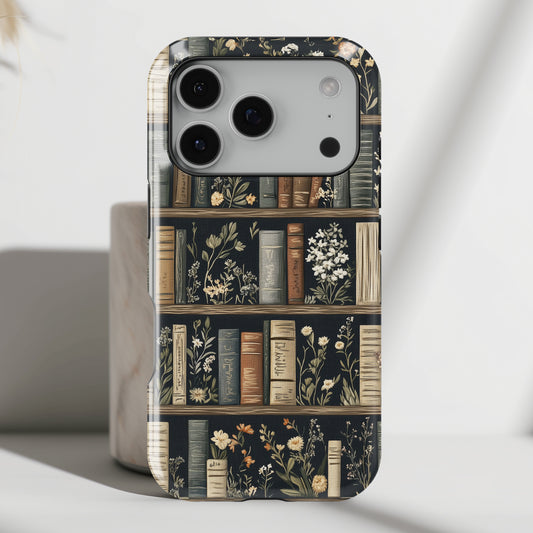 Vintage Cottagecore Floral Bookshelf Design iPhone Case