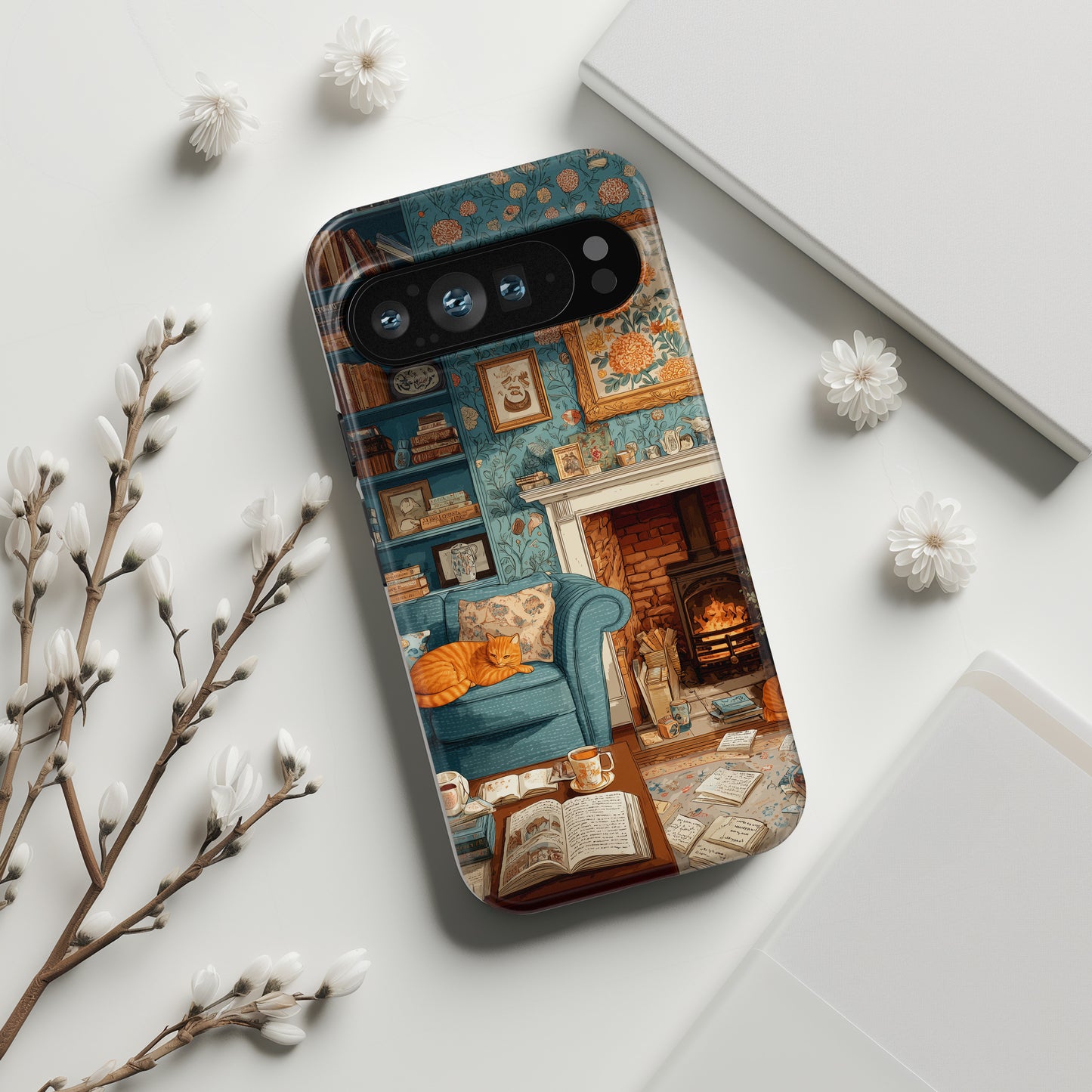 Vintage Cozy Fireplace Design Phone Case for Google Pixel