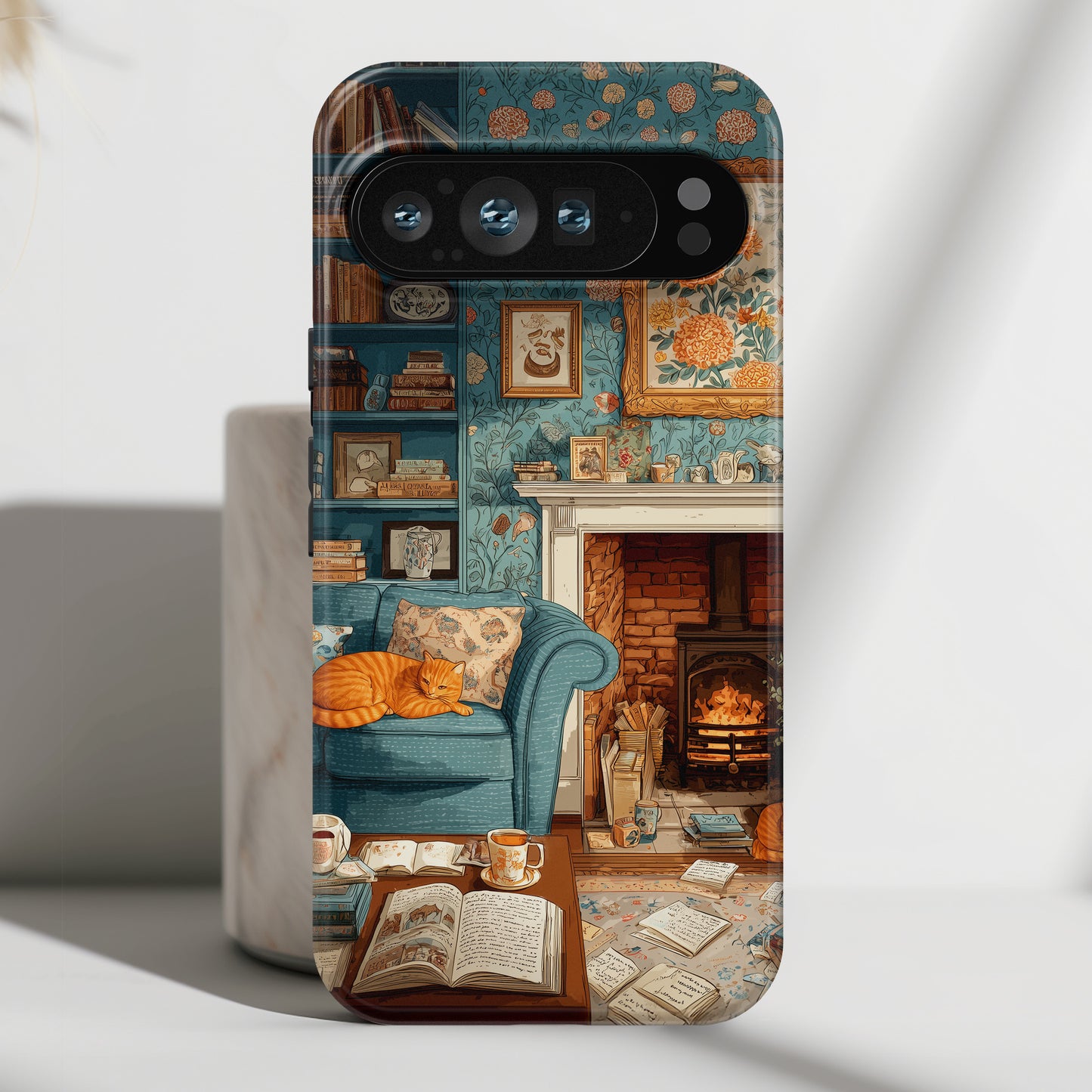 Vintage Cozy Fireplace Design Phone Case for Google Pixel