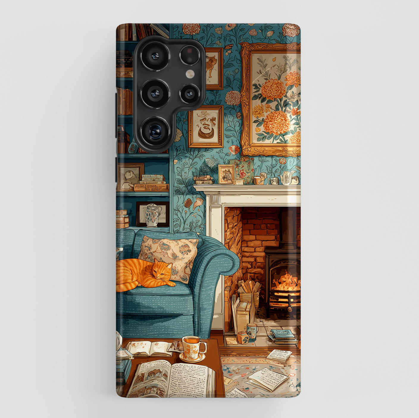 Vintage Cozy Fireplace Design Phone Case for Galaxy S series Phones