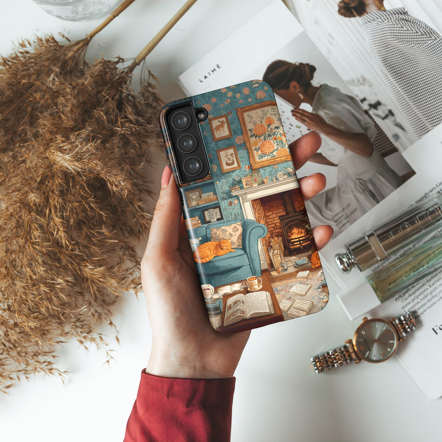 Vintage Cozy Fireplace Design Phone Case for Galaxy S series Phones