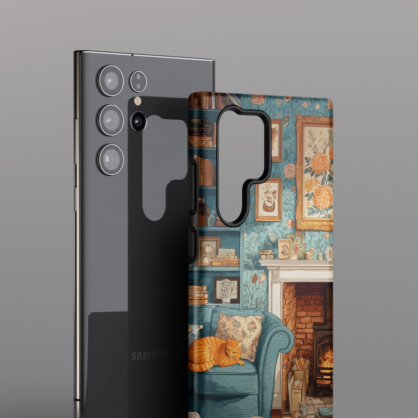 Vintage Cozy Fireplace Design Phone Case for Galaxy S series Phones
