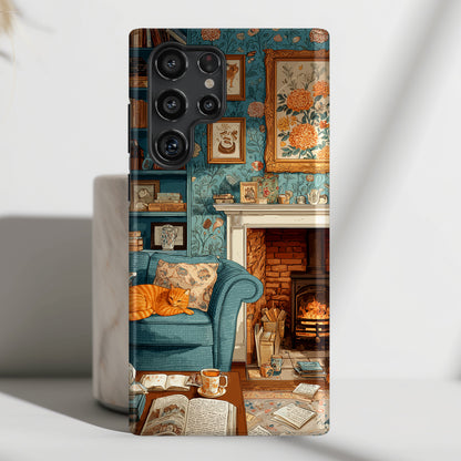 Vintage Cozy Fireplace Design Phone Case for Galaxy S series Phones