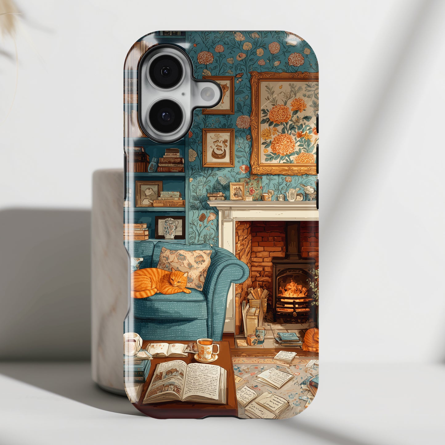 Vintage Cozy Fireplace Design iPhone Case