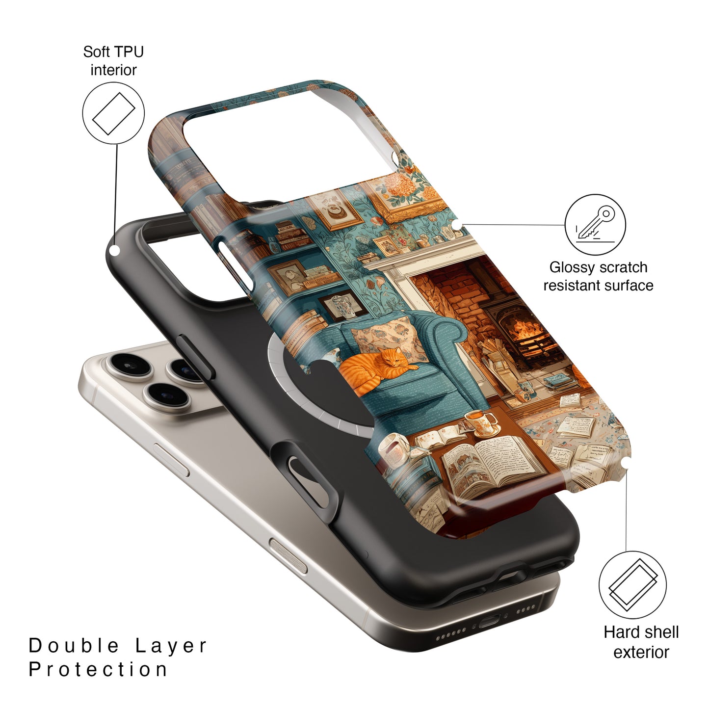 Vintage Cozy Fireplace Design iPhone Case