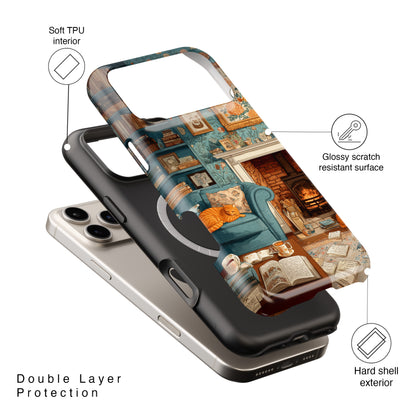 Vintage Cozy Fireplace Design iPhone Case
