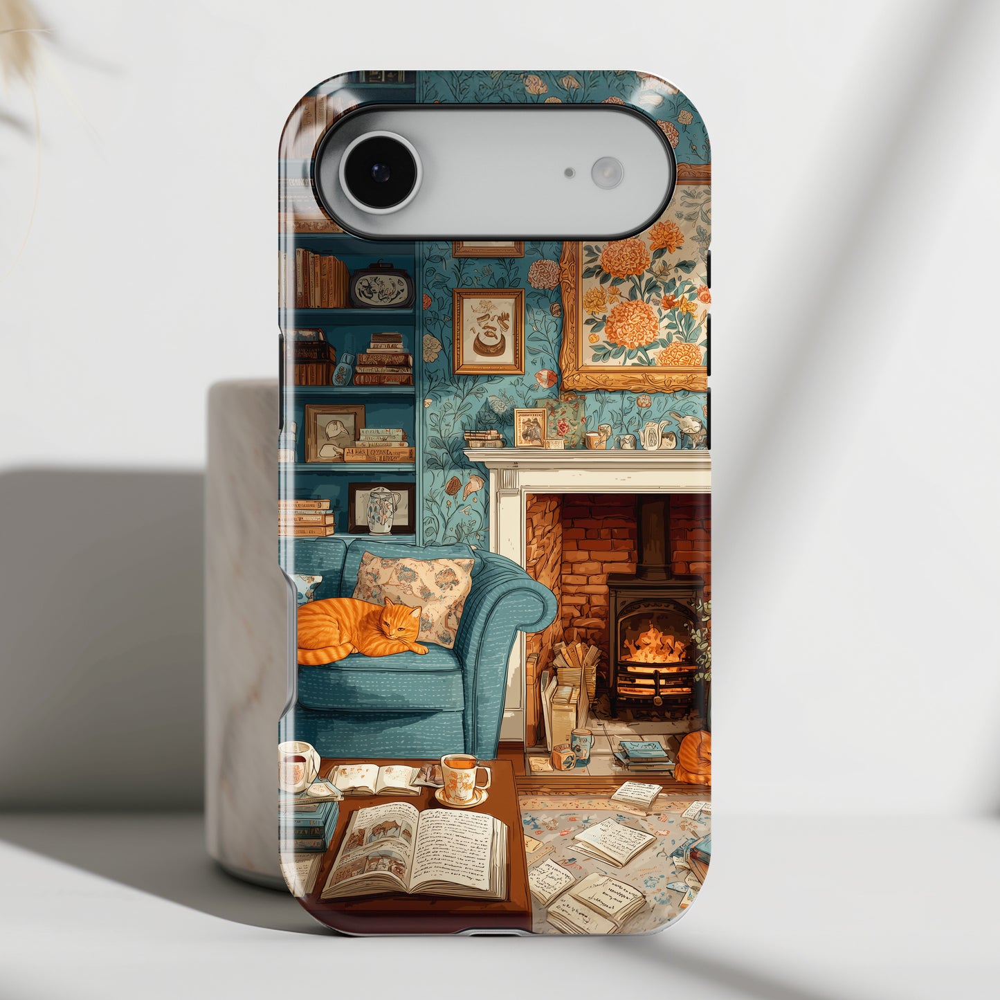 Vintage Cozy Fireplace Design iPhone Case