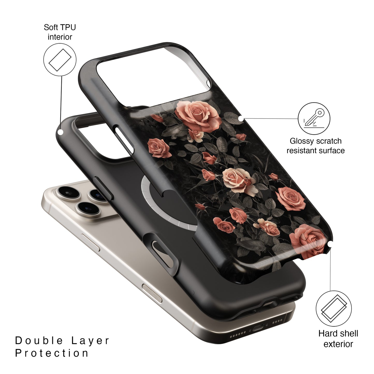 Vintage Gothic Red Rose Design iPhone Case