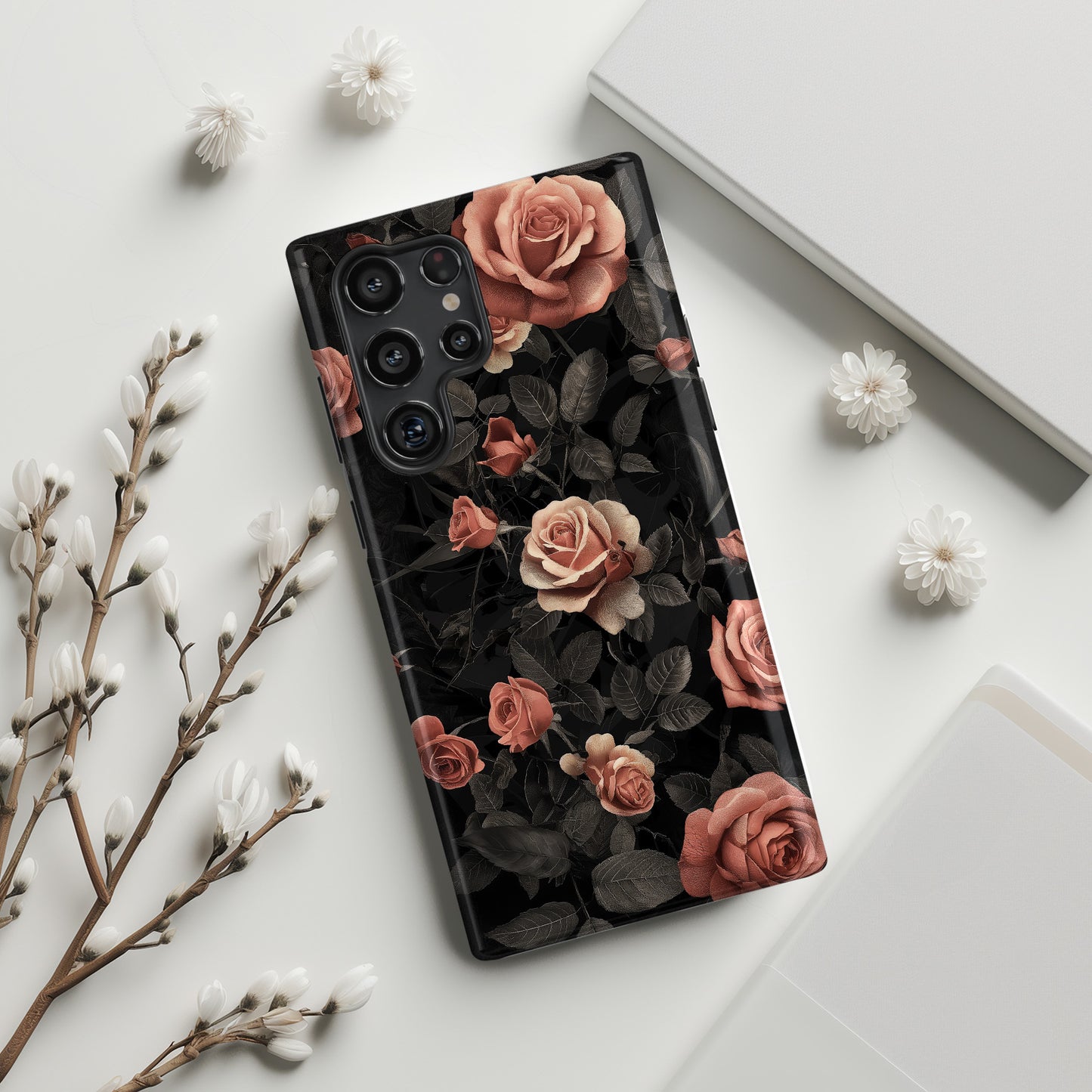 Vintage Gothic Red Rose Design Case for Galaxy S series Phones