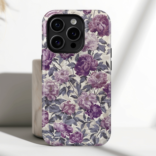 Vintage Purple Flower Art Design iPhone Case