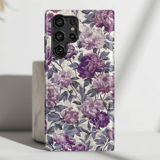 Vintage Purple Flower Art Design Case for Galaxy S series Phones