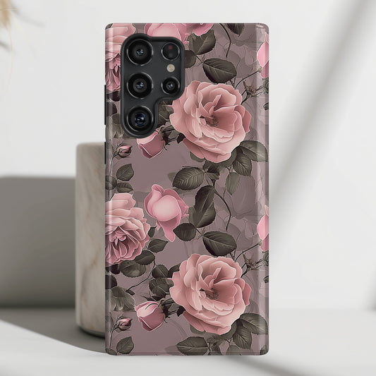 Vintage Style Rose Pattern Design Case for Galaxy S series Phones