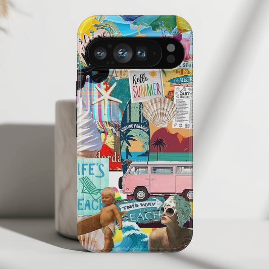 Vintage Summer Beach Collage Design Phone Case for Google Pixel