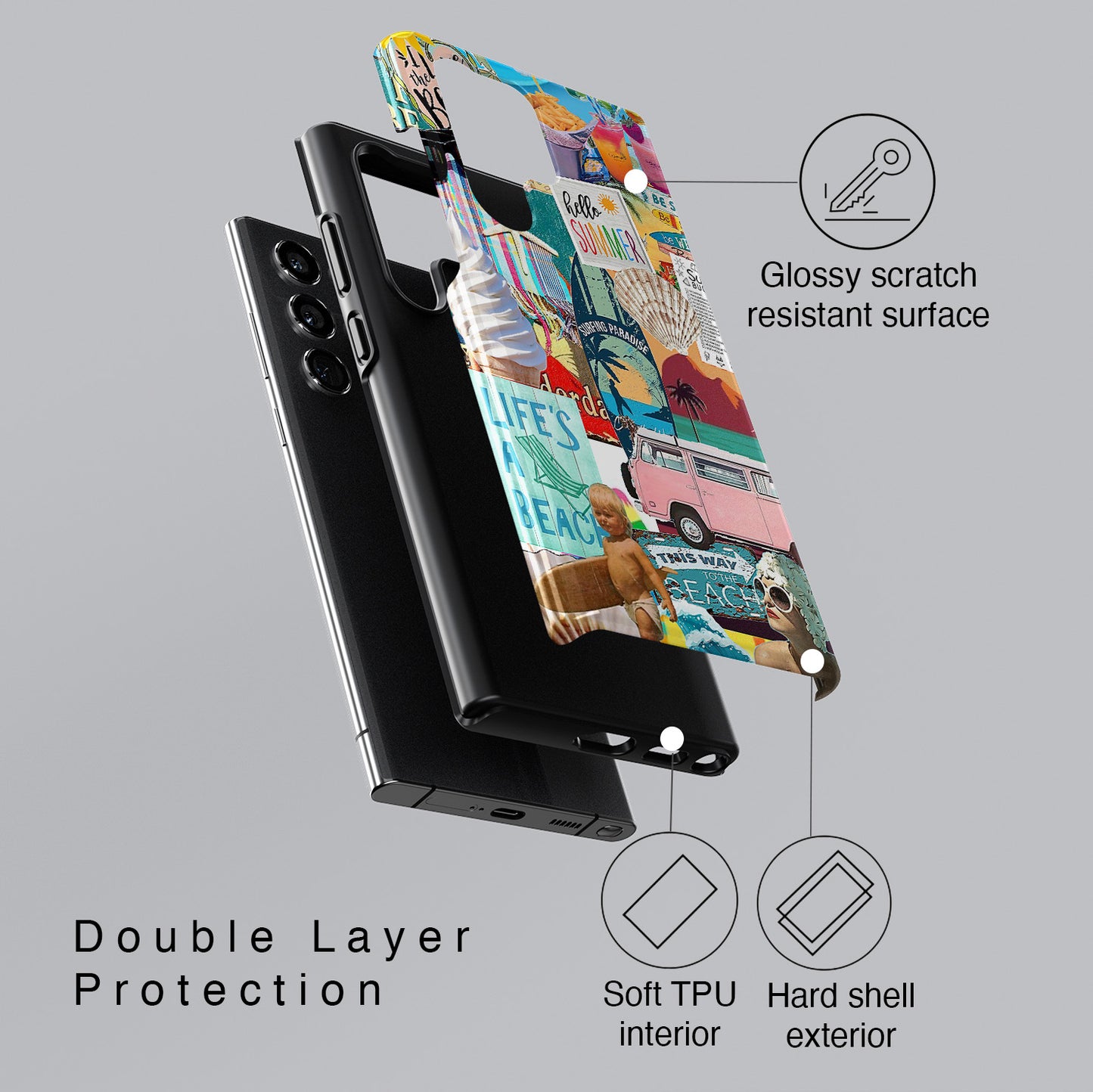 Vintage Summer Beach Collage Design Case for Galaxy S series Phones