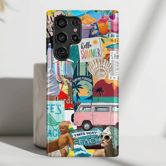 Vintage Summer Beach Collage Design Case for Galaxy S series Phones