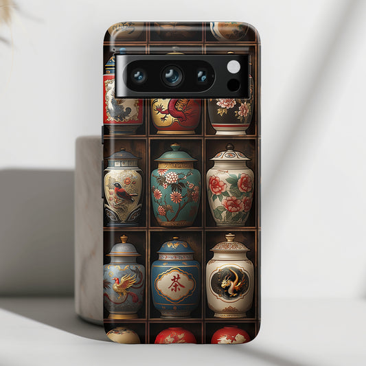 Vintage Tea Jars Collage Design Google Pixel Phone Case