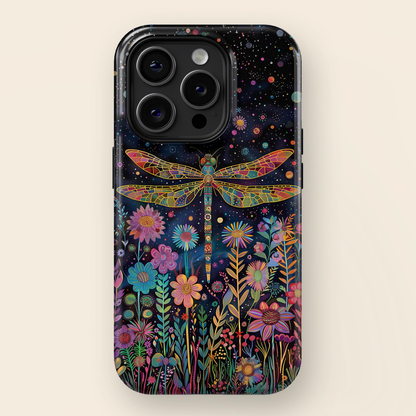 Whimsical Dragonfly Folk Art Style Design iPhone Case