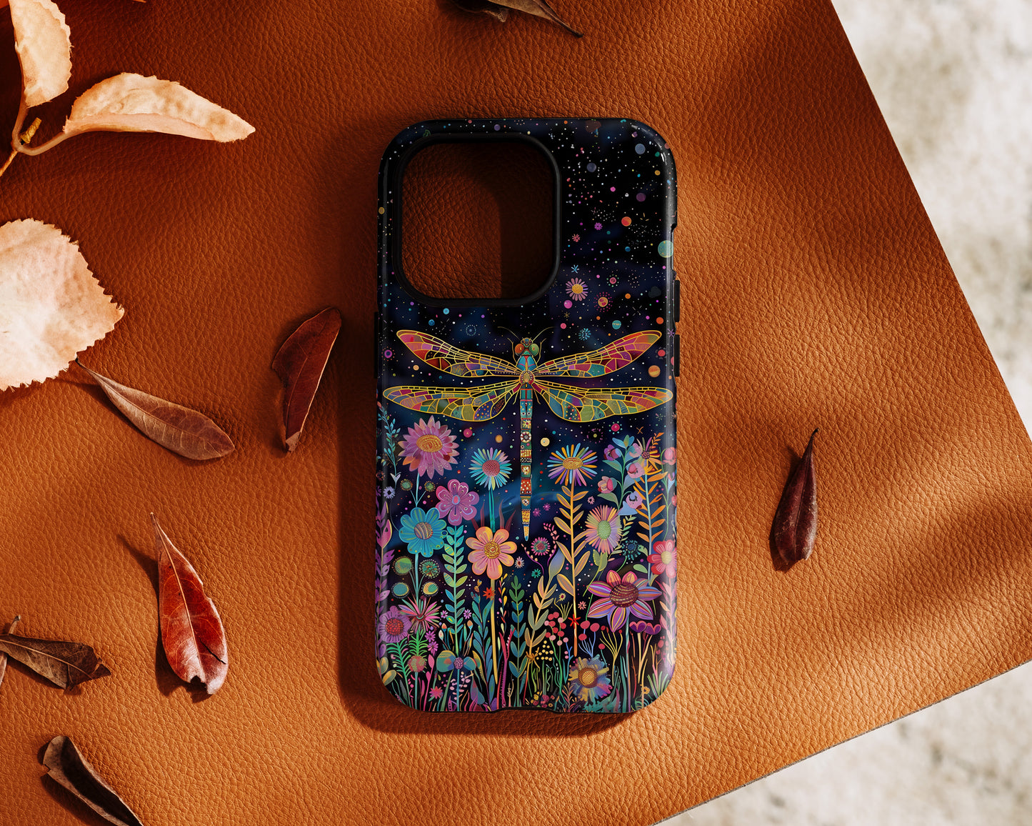 Whimsical Dragonfly Folk Art Style Design iPhone Case