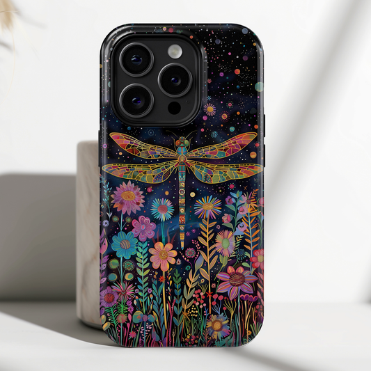 Whimsical Dragonfly Folk Art Style Design iPhone Case
