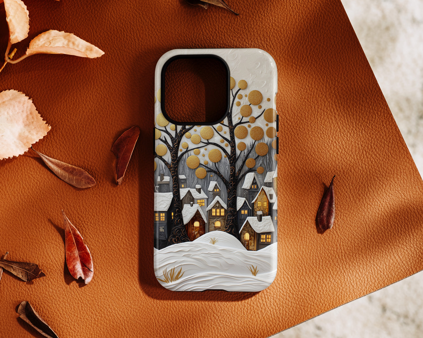 Whimsical Winter Village Design iPhone Case