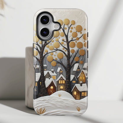 Whimsical Winter Village Design iPhone Case