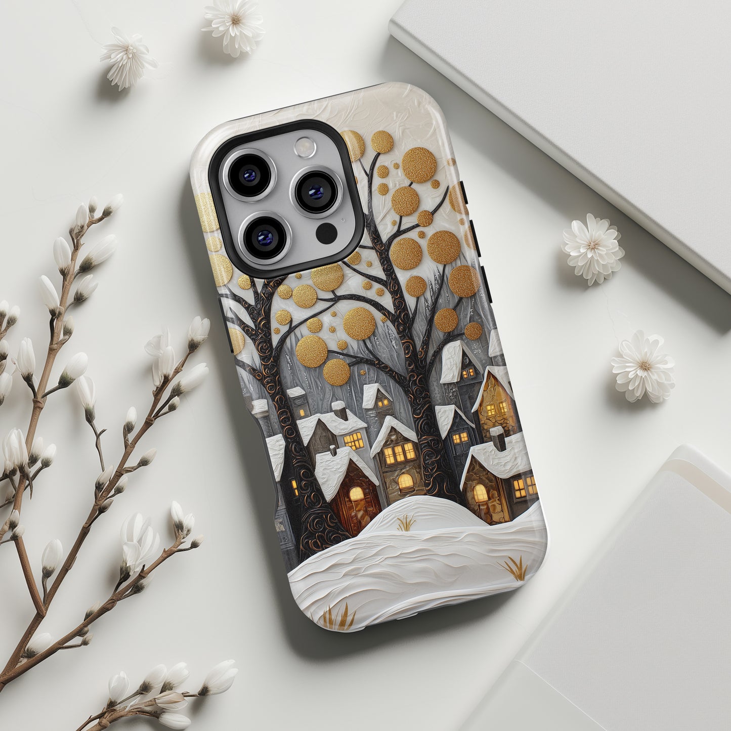 Whimsical Winter Village Design iPhone Case