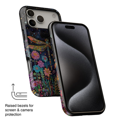 Whimsical Dragonfly Folk Art Style Design iPhone Case