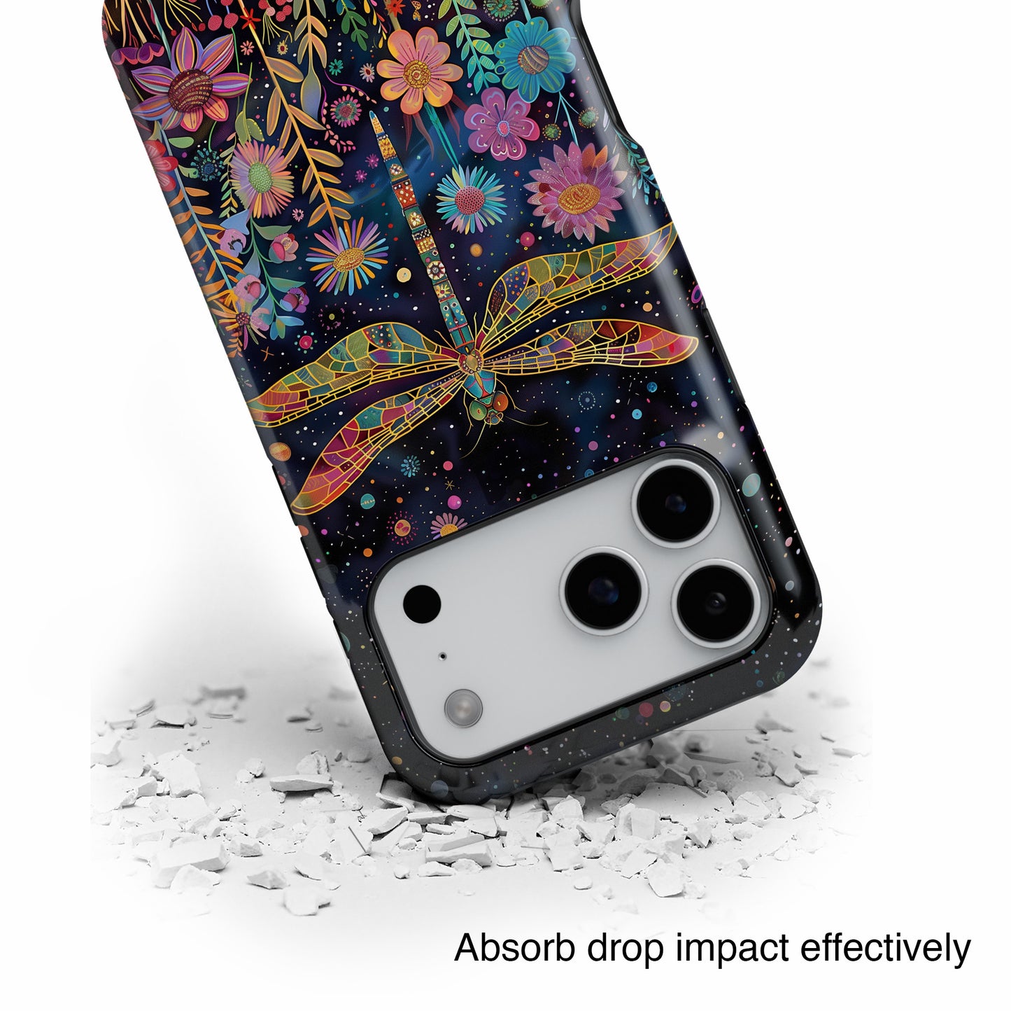 Whimsical Dragonfly Folk Art Style Design iPhone Case