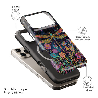 Whimsical Dragonfly Folk Art Style Design iPhone Case