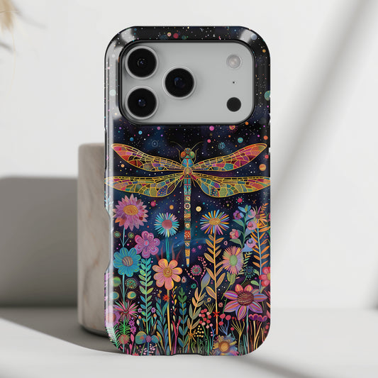 Whimsical Dragonfly Folk Art Style Design iPhone Case