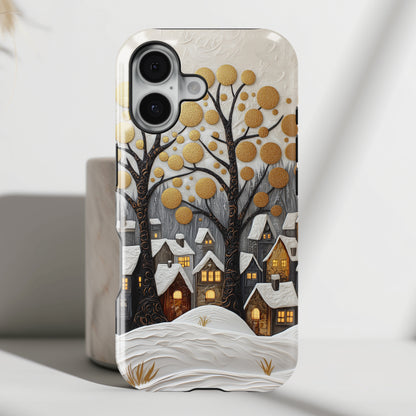 Whimsical Winter Village Design iPhone Case