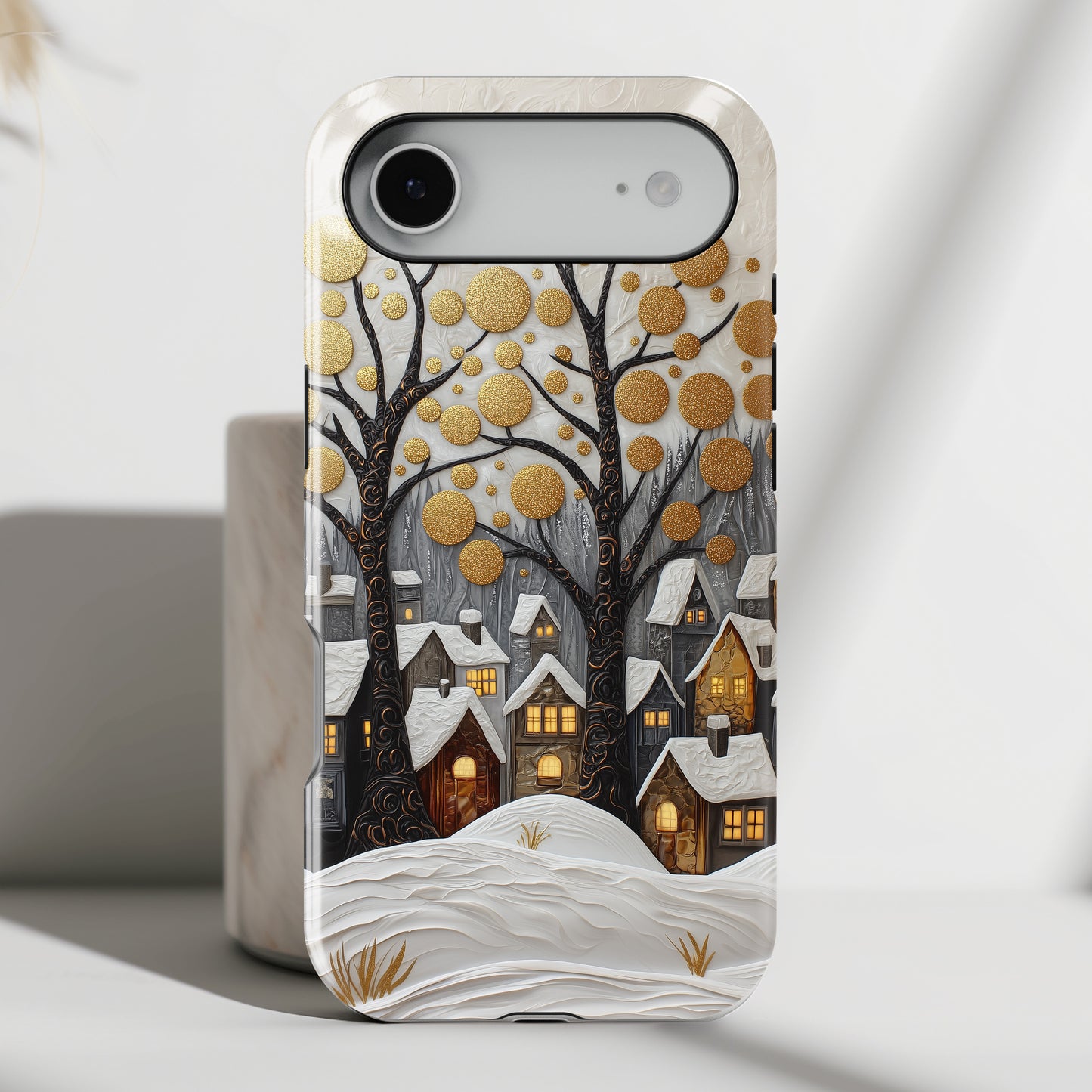 Whimsical Winter Village Design iPhone Case