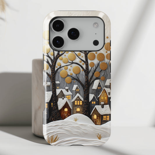 Whimsical Winter Village Design iPhone Case