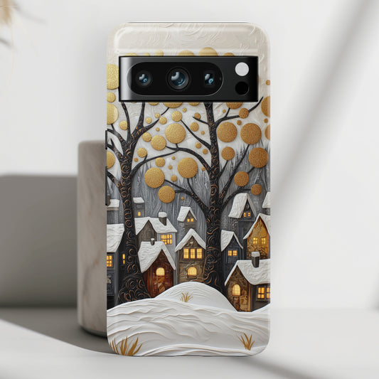 Whimsical Winter Village Design Google Pixel Phone Case