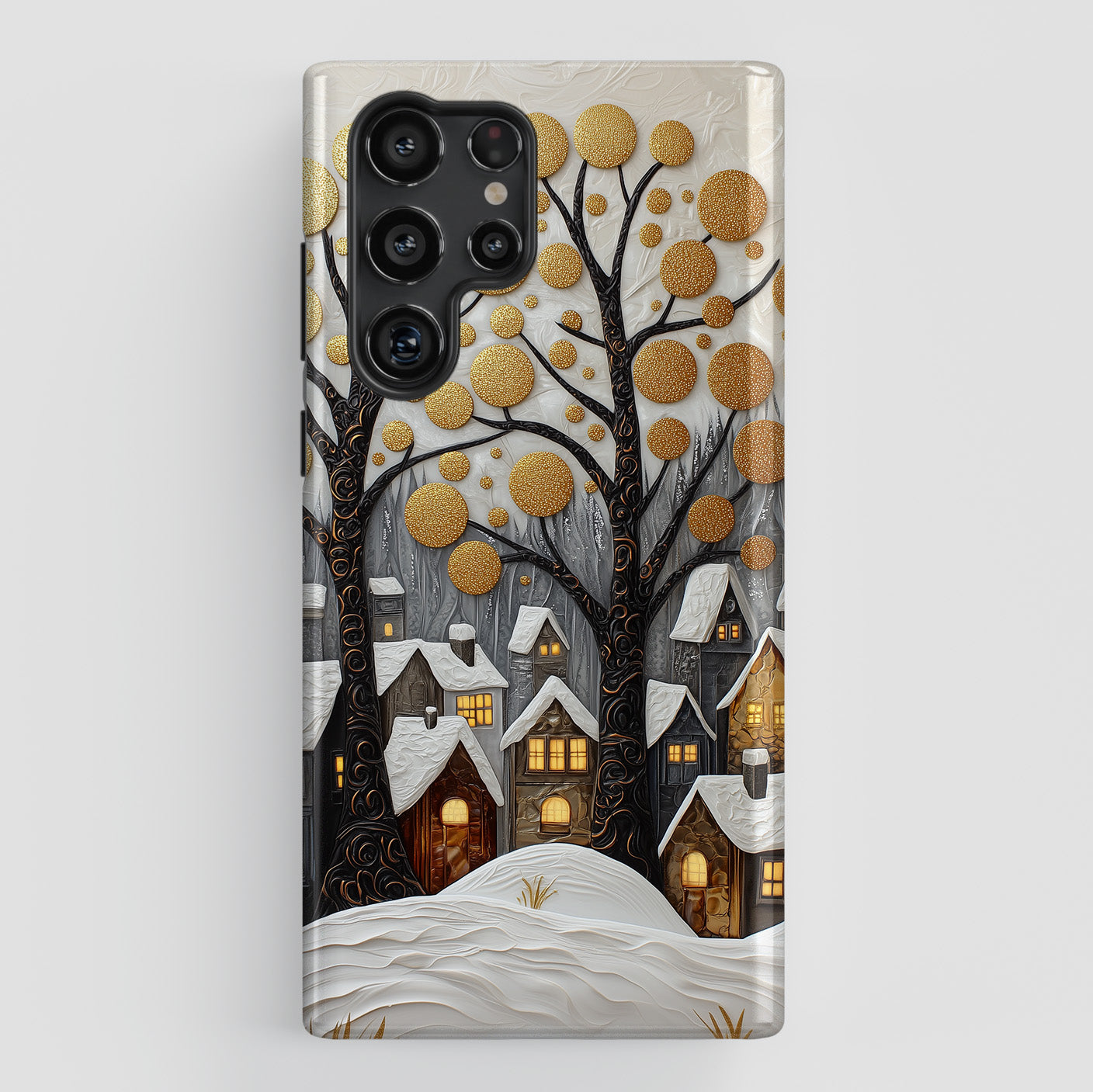 Whimsical Winter Village Design Samsung Phone Case