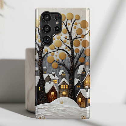 Whimsical Winter Village Design Samsung Phone Case