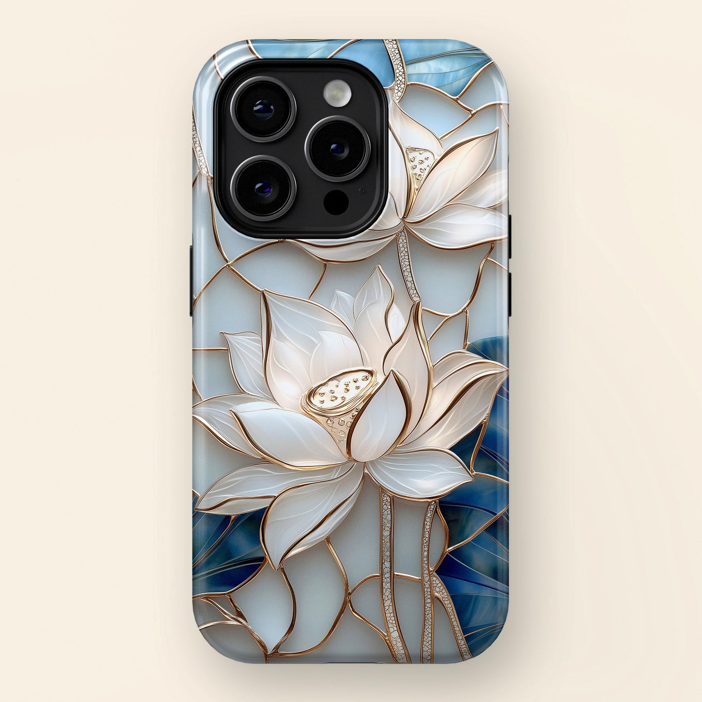 White Lotus Stained Glass Design 1 Print iPhone Case