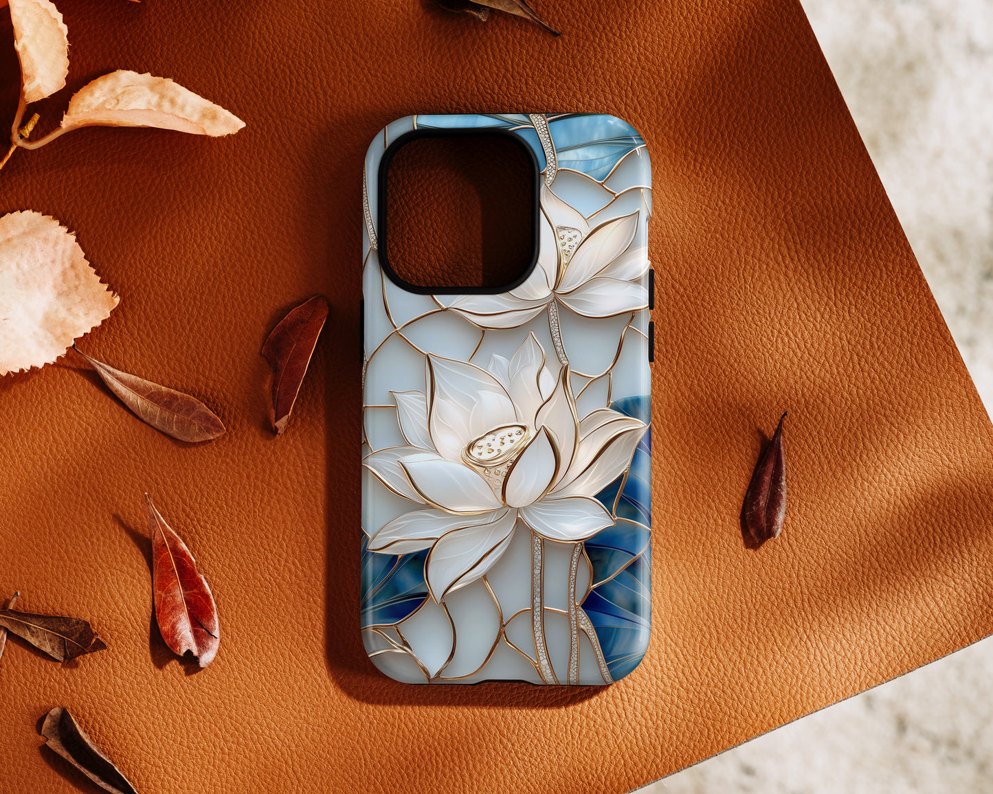 White Lotus Stained Glass Design 1 Print iPhone Case